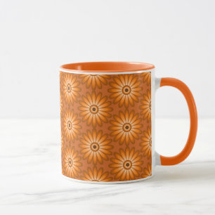 Orangene Gänseblümchen im Stil der 70er Jahre Tasse