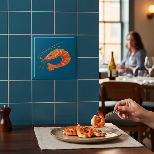 Orangene Garnelen Meer Frücht Illustration Fliese (Von Creator hochgeladen)