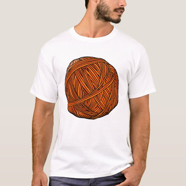 Orangene Garnkugel-Kunst T-Shirt (Vorderseite)