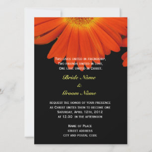 Orangene Gerbera-Margerite christliche Hochzeit Einladung