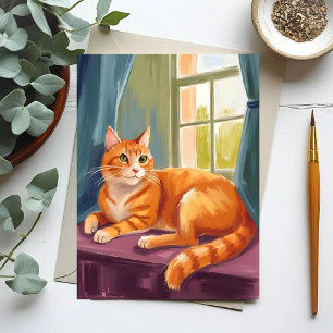 Orangene getigerte Katze Aquarell Haustier Postkarte
