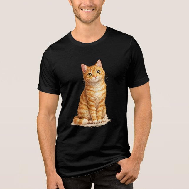 Orangene getigerte Katze Clipart Tri-Blend Shirt (Vorderseite)