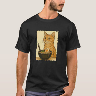 Orangene getigerte Katze isst Ramen-Nudeln japanis T-Shirt