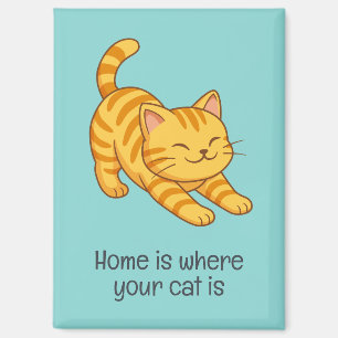 Orangene getigerte Katze mit grünem individuellem  Magnet