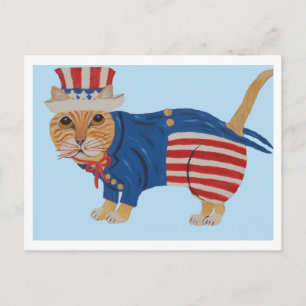 Orangene getigerte Katze Uncle Sam Ankündigungspostkarte