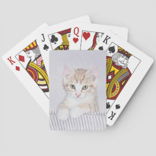 Orangene getigerte Katzenjungen-Malerei - Original Spielkarten