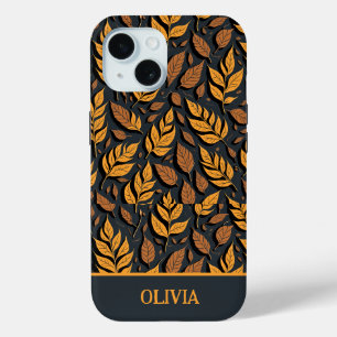 Orangene Herbstblätter auf braunem Hintergrund Case-Mate iPhone Hülle