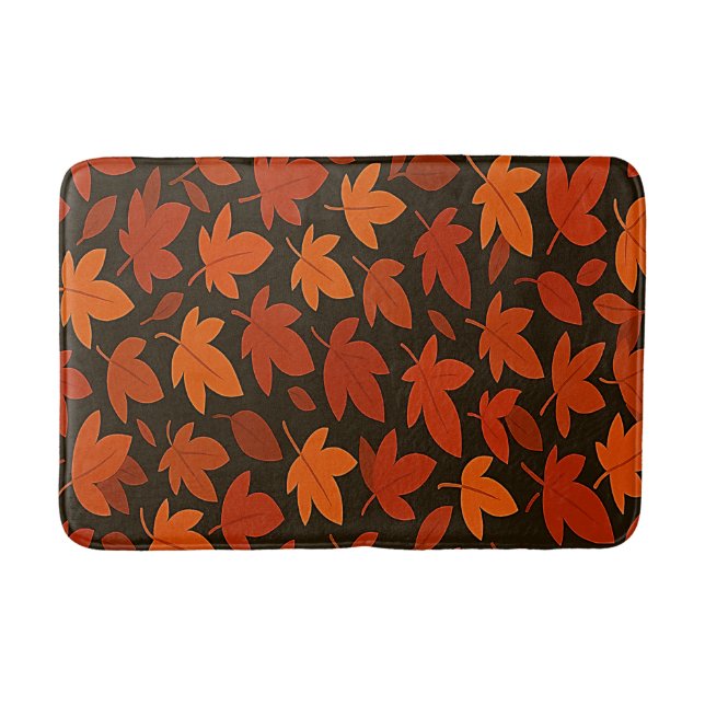 Orangene Herbstblätter Badematte (Vorderseite)