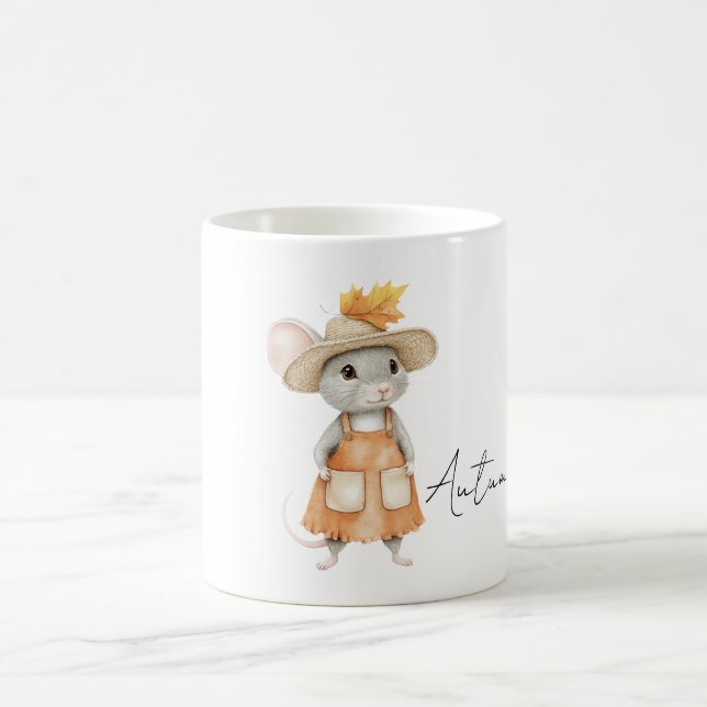 Orangene Herbstmaus Kaffeetasse (Mittel)