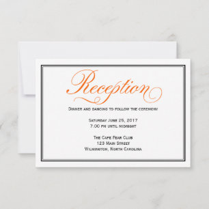 Orangene Kalligrafie-Schrift Hochzeitsempfangskart Einladung