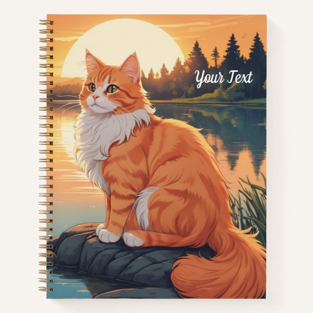 Orangene Katze am See Notizbuch (Vorderseite)