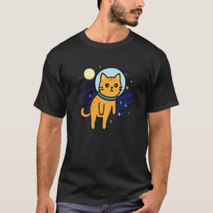 Orangene Katze Astronaut Weltraum Tierliebhaber Mo T-Shirt