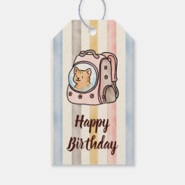 Orangene Katze in einem Rucksack Wasserfarben Stre Geschenkanhänger