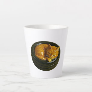 Orangene Katze in Reifen Porzellanfigurine Milchtasse