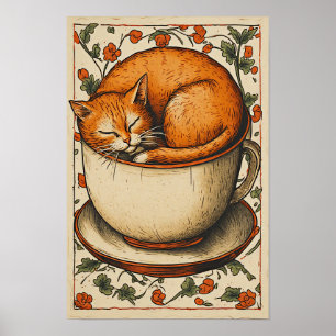 Orangene Katze Langsamer Morgen Poster