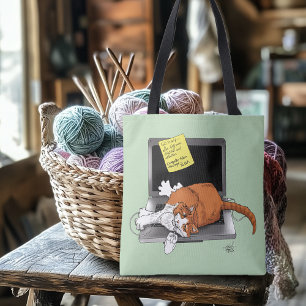 Orangene Katze Lustiger Laptop Grüne Arbeit Zuhaus