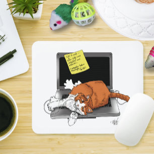 Orangene Katze Lustiger Laptop Grüne Arbeit Zuhaus Mousepad