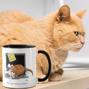 Orangene Katze Lustiger Laptop Grüne Arbeit Zuhaus Tasse