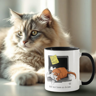 Orangene Katze Lustiger Laptop Grüne Arbeit Zuhaus Tasse