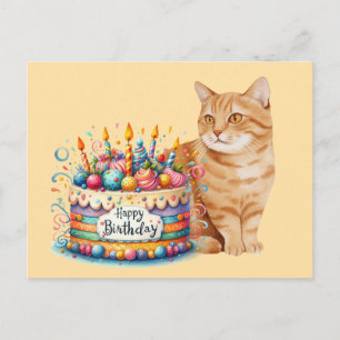 Orangene Katze Tabby-Katze Alles Gute zum Geburtst Postkarte