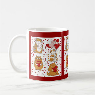 Orangene Katze Valentine  Kaffeetasse