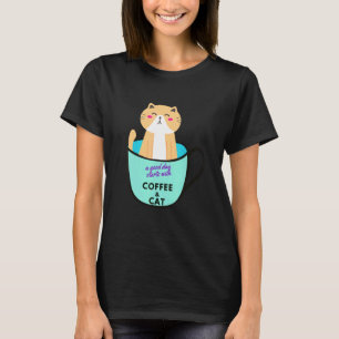 Orangene Katzen-Kaffeetasse Katze T-Shirt