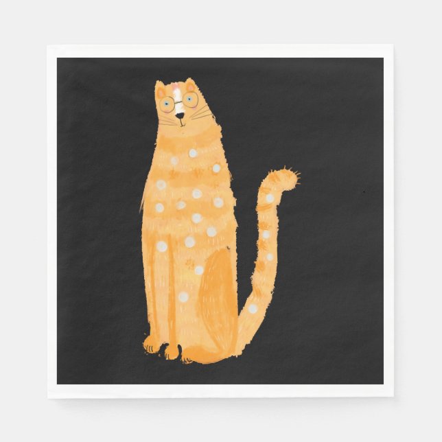 Orangene Katzen Serviette (Vorderseite)