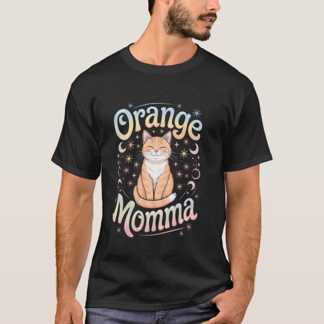 Orangene Katzenmama T-Shirt (Vorderseite)
