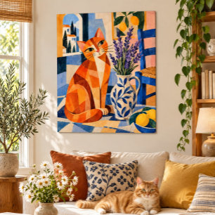 Orangene Katzenmuseum-Kunstprint Poster