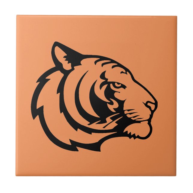 Orangene Keramikfliese Tiger (Vorderseite)
