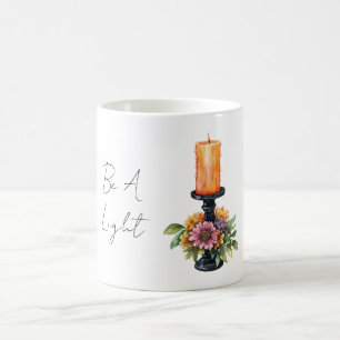 Orangene Kerze Lila Blumen Kaffeetasse