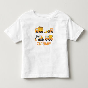 Orangene Konstruktionsfahrzeuge Kinder Personalisi Kleinkind T-shirt