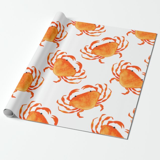Orangene Krabben nahtloses Muster Geschenkpapier (Ungerollt)