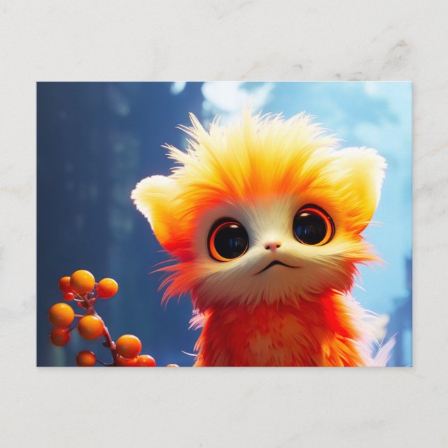 Orangene Kreatur Feiertagspostkarte (Vorderseite)