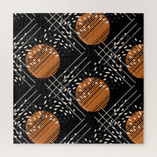 Orangene Kreise Abstraktes Vintage-Muster Puzzle