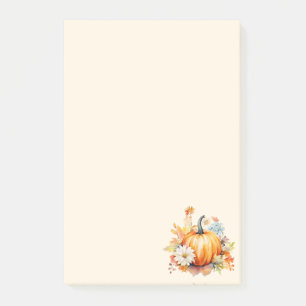 Orangene Kürbisse und Blumen Herbst Post-it Klebezettel