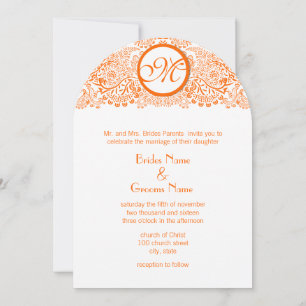 Orangene Liebesvögel Hochzeitseinladung dünnes Ban Einladung