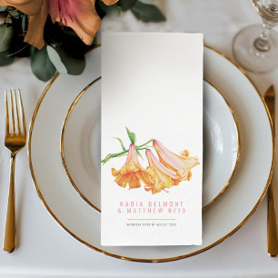 Orangene Lilien-Wasserfarben-Hochzeit Serviette