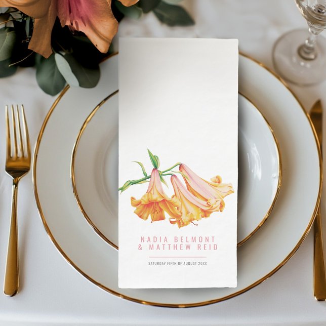 Orangene Lilien-Wasserfarben-Hochzeit Serviette (Von Creator hochgeladen)