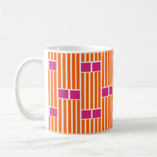 Orangene Linien und rosa Boxen  Kaffeetasse