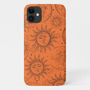 Orangene magische Vintage-Himmels-Sonne-Mond-Stern Case-Mate iPhone Hülle