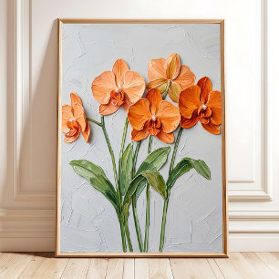 Orangene Orchideen-Leinwandkunst Poster