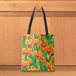 Orangene Orchideen-Tasche