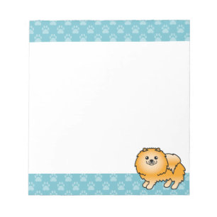 Orangene Pomeranian-Hund-Comic-Illustration Notizblock