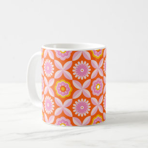Orangene Retro-Blume Kaffeetasse
