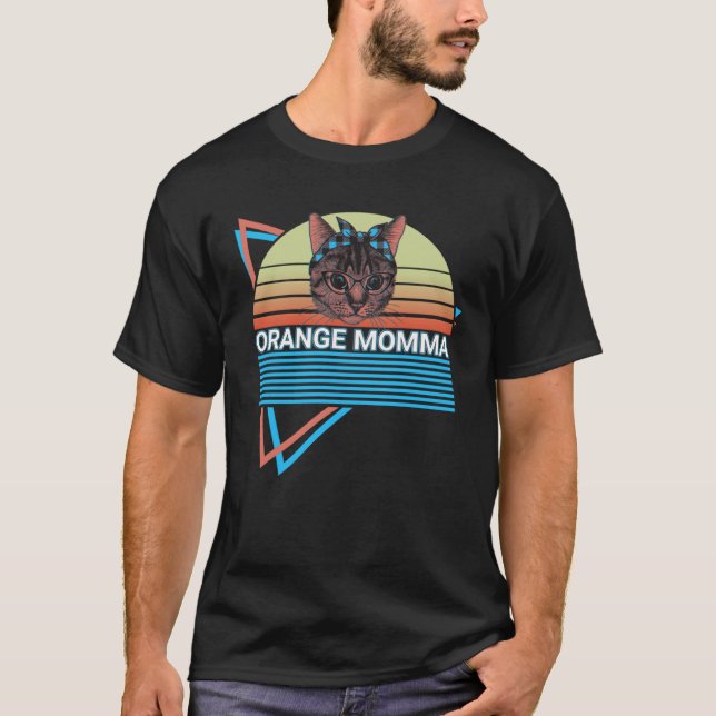 Orangene Retro-Katze T-Shirt (Vorderseite)