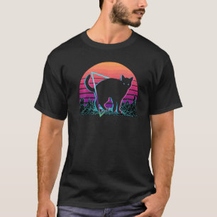 Orangene Retro-Katze T-Shirt