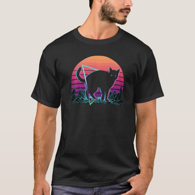 Orangene Retro-Katze T-Shirt (Vorderseite)
