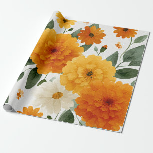 Orangene Ringelblume Botanische Blumen Aquarell He Geschenkpapier