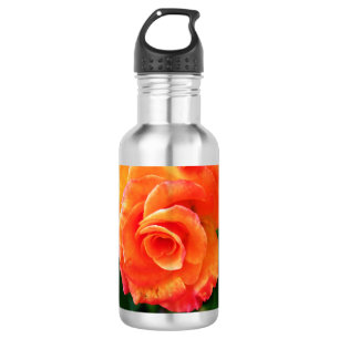 Orangene Rosenblüte Edelstahlflasche